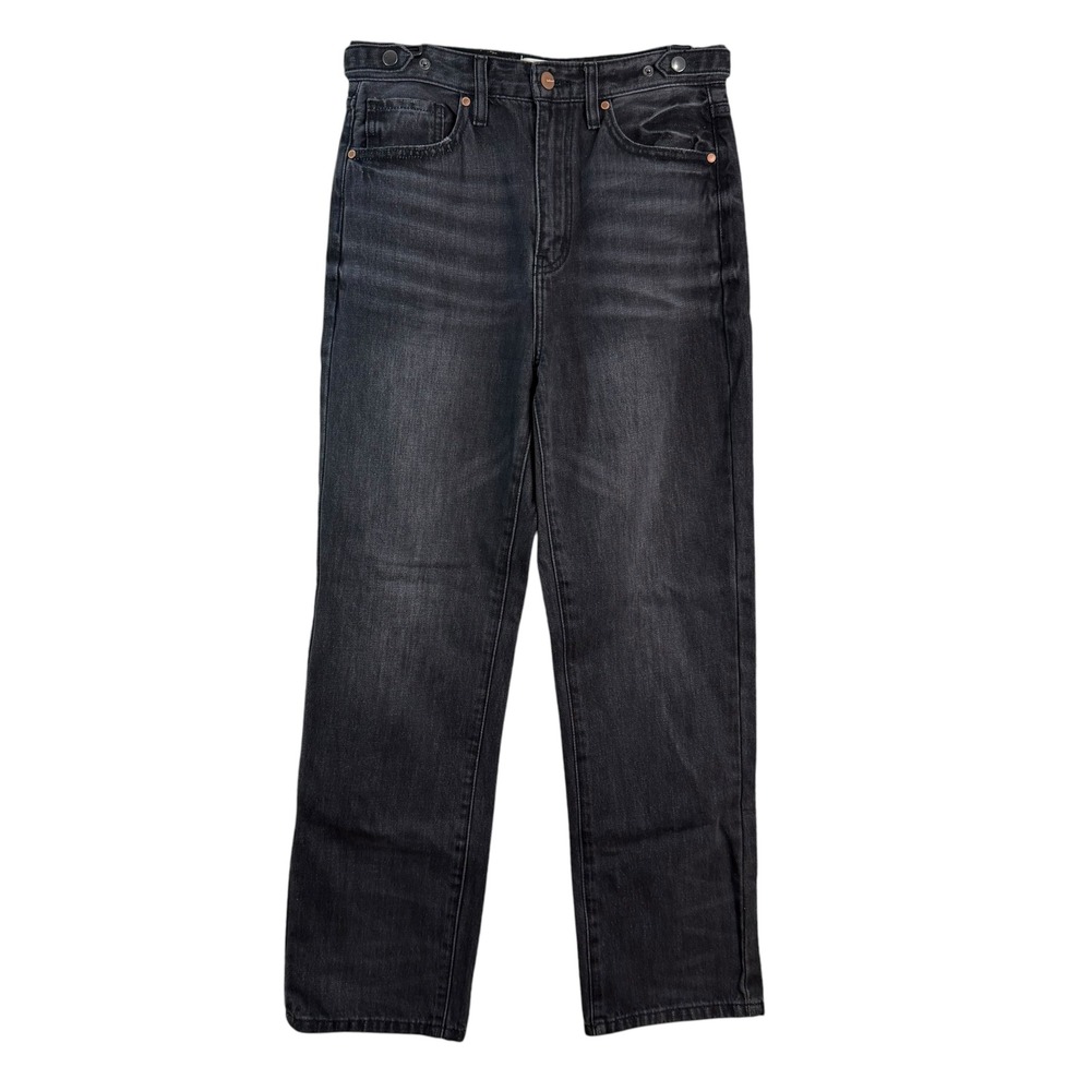 Bohme Premium Denim BH7086BK High Rise Straight Leg Jeans Washed Black Womens 26
